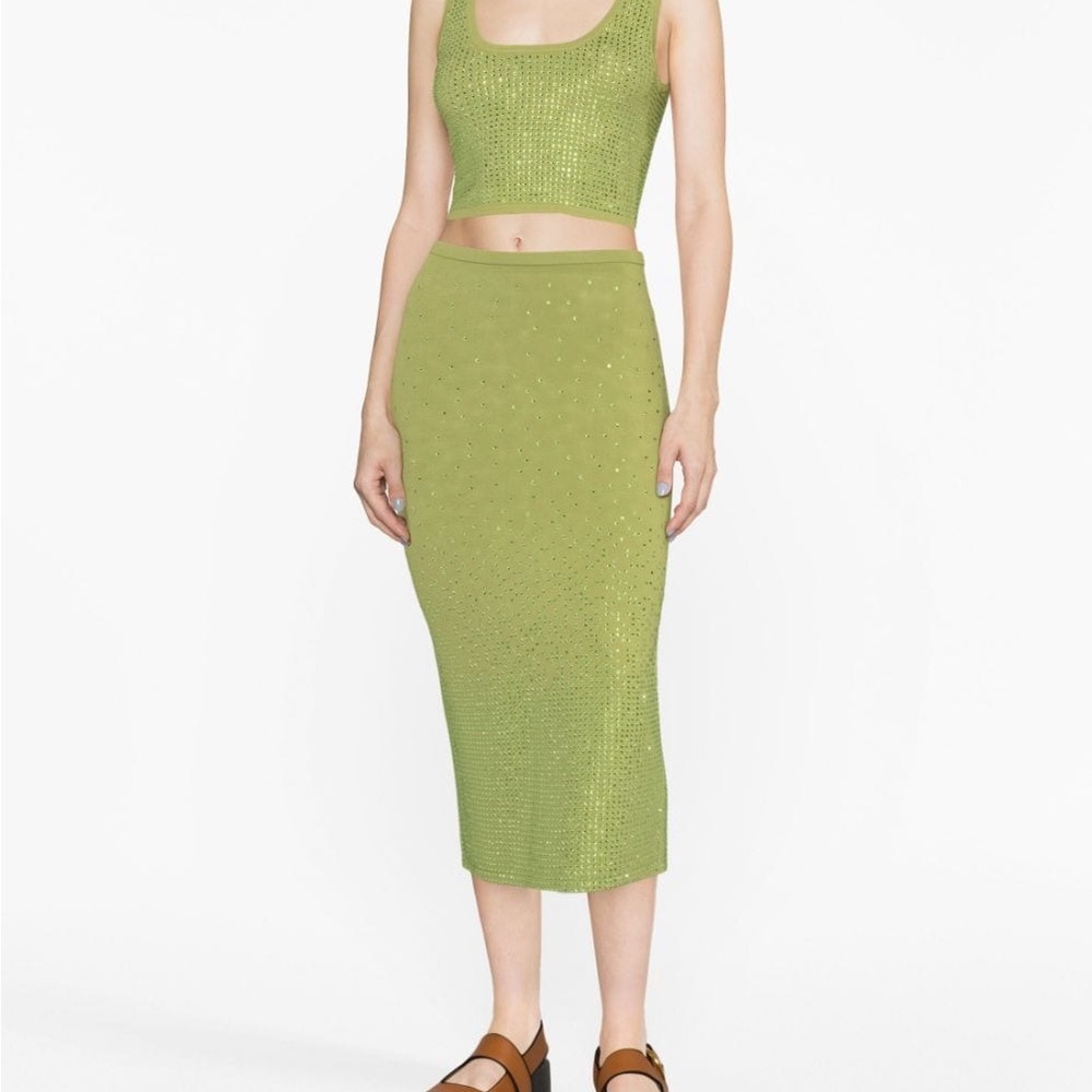 Sandro Green Embellished Midi Skirt - Picture 5 of 6